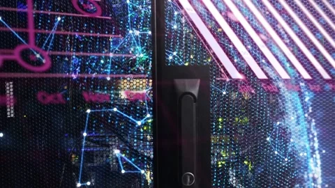 Black handle staying centered on boot projecting pink scrolling text showing Stock Footage 332566560