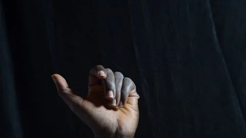 Black hands with fingers counting  down Stock Footage 276594216