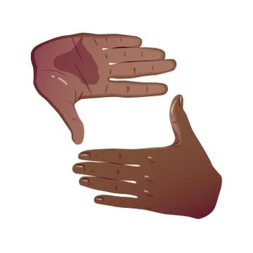 Black Hands Frame Cropping Gesture. Flat Framing hands horizontal cropping Stock Illustration