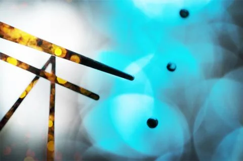 Black Hands on White Clock Face. Golden and Blue Celebration Lights Stock Photos