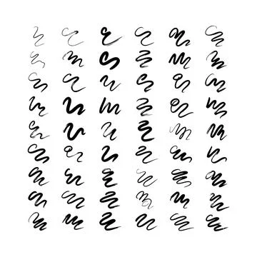 Black handwritten script alphabet letters on white background msea set hand.. Stock Illustration