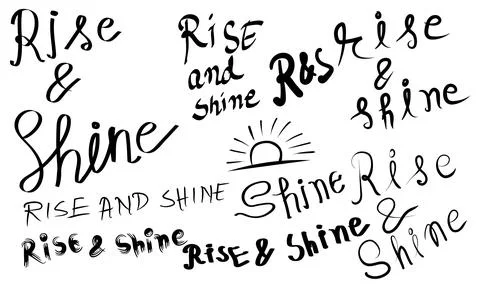Black handwritten vector typography composition featuring various Rise and Sh Stock Illustration