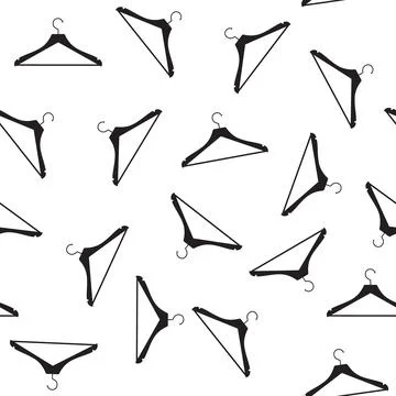 Black hanger pattern on white background seamless vector image Stock Illustration