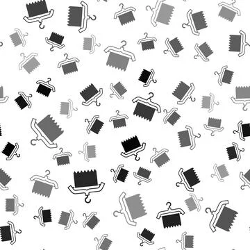 Black Hanger wardrobe icon isolated seamless pattern on white background. Clean Stock Illustration
