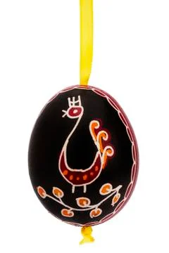 Black hanging hand painted easter egg Stock Photos