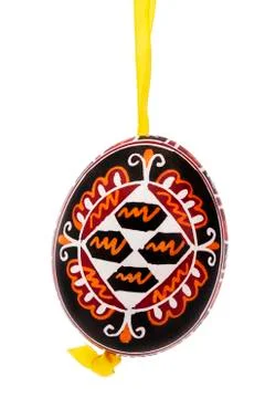 Black hanging hand painted easter egg Stock Photos