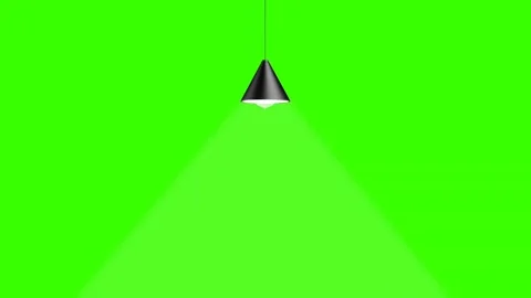 Black Hanging Lamp Casting Bright Light Beam Green Screen Video stock 341586122