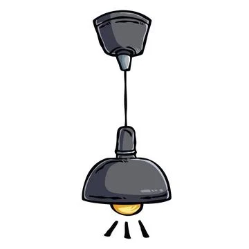 Black hanging lamp vector art illustration. Stock Illustration