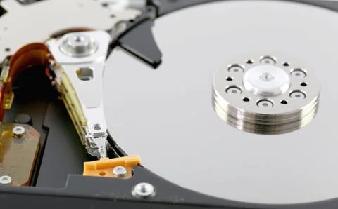 Black hard disk in macro style. Stock Photos