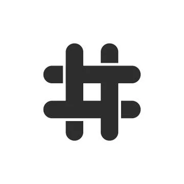 Black hashtag icon with cut ends Stock Illustration