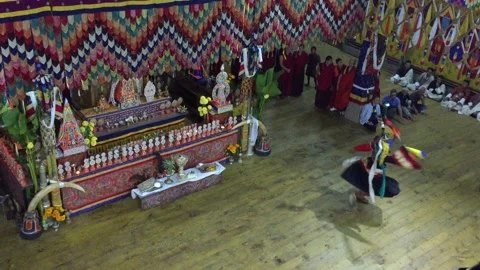 Black Hat Dance at Thimphu Drubchen Festival, Bhutan Stock-Footage 140973425