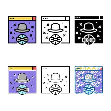 Black hat link variations color icon vector Illustrazione stock