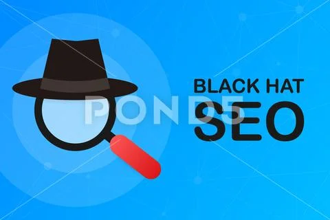Black hat seo banner. Magnifier, and other search engine optimization tools a Stock Illustration