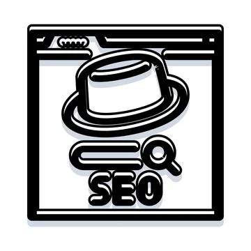 Black hat seo browser window searching concept Stock Illustration