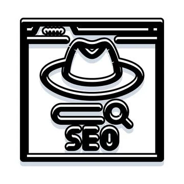 Black hat seo concept with browser and detective hat Illustrazione stock