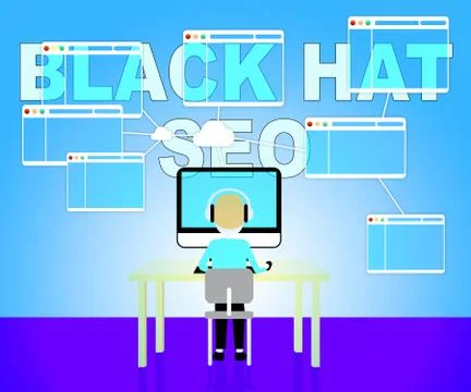Black Hat Seo Indicates Risky Search Engine Optimization Illustrazione stock