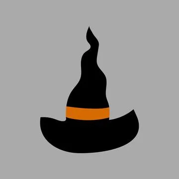 Black hat witch halloween flat vector illustration Stock Illustration