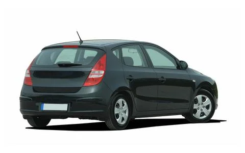 Black hatchback rear view Fotos Stock