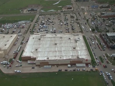 Black Hawk helicopter flies over Moore damaged area - 2013 Stock Footage 106144727
