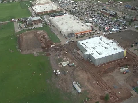 Black Hawk helicopter flies over Moore damaged area - 2013 Stock Footage 106144747