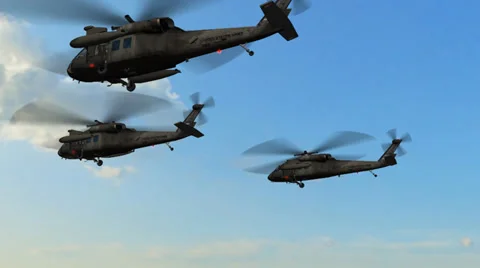Black Hawk Helicopter fly over Stock-Footage 35563129