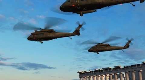 Black Hawk Helicopter fly over Acropolis of Athens 스톡 동영상 35566636