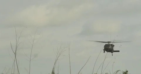 Black Hawk Helicopter Landing Video stock 83998329