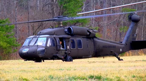 Black hawk helicopter prepares for takeoff 02 Stock Footage