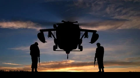 Black Hawk Helicopter Rising In The Sunset 스톡 동영상 35769461