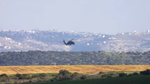 Black hawk helicopter training, Southern Israel Stock Footage 147431336