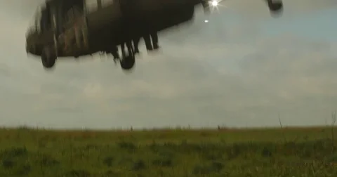 Black Hawk Taking Off Leaving Frame Video stock 84075477