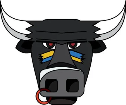 Black head of a bull, vector illustration. Stock Illustration