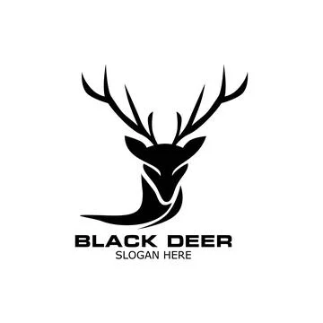 Black head deer logo vector illustration. animal sign and symbol Stock Illustration