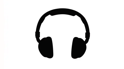 Black headphone icon on white background Stock Footage 286371077