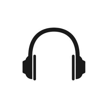 Black headphone vector icon Stock Illustration