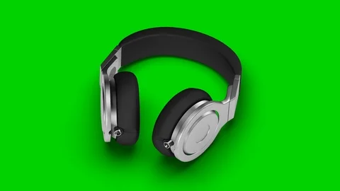Black headphones on green 3d render Isometric view Stock Footage 101116862