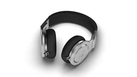 Black headphones on white 3d render Isometric view Stock Footage 101116197