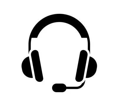 Black Headset with Microphone Icon for Communication and Support Use Stock Illustration