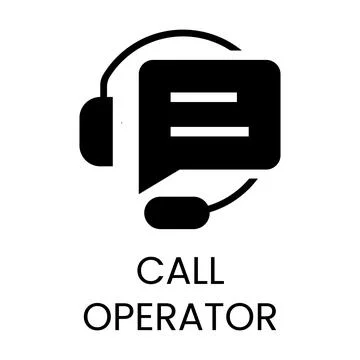 Black headset with speech bubble and text call operator headphones microphone Stock Illustration