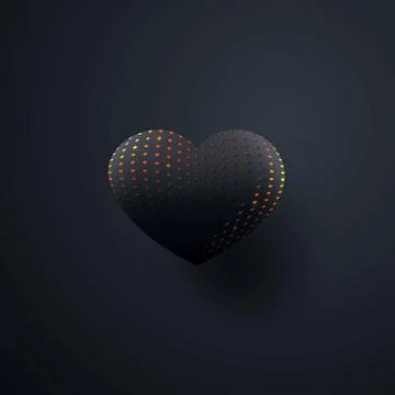 Black heart with an abstract pattern. Isolated over black background. Vector Stock Illustration