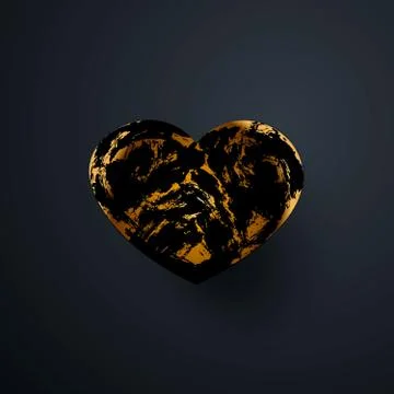 Black heart with an abstract pattern. Isolated over black background. Vector Stock Illustration
