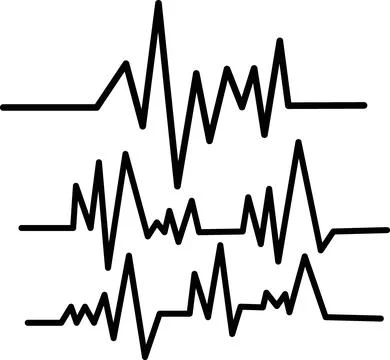 Black heart beat pulse lines vector Stock Illustration