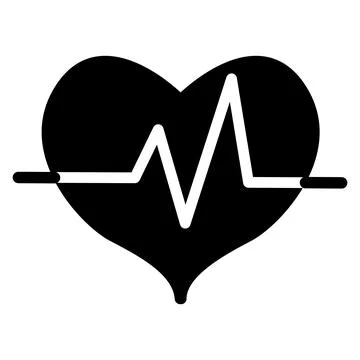 Black Heart Icon With Pulse. Vector illustration of a heartbeat. Logo for M.. Stock Illustration