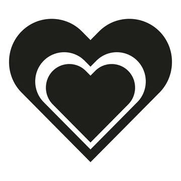 Black heart icon with white nested heart outlining love Stock Illustration