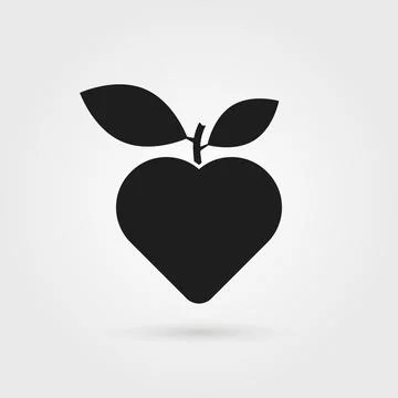 Black heart with leaf simple logo Stock Illustration