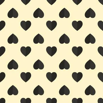 Black heart pattern on beige background for packaging or textile design Stock Illustration