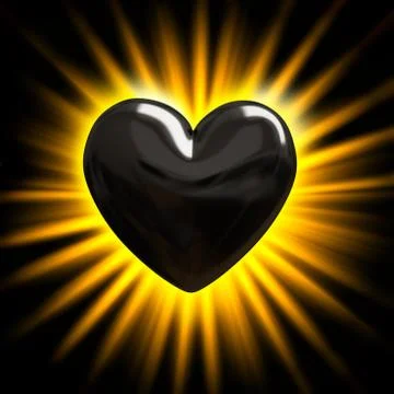 Black heart in the rays of light Stock Illustration