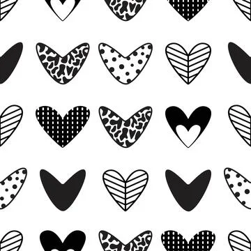 Black heart seamless pattern Stock Illustration