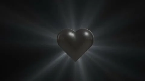 Black heart shape, black background. Abstract monochrome animation, 3d render. Video stock 234149558
