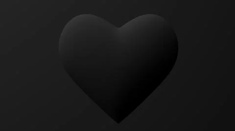 Black heart shape, black background. 3d render, Stock Illustration